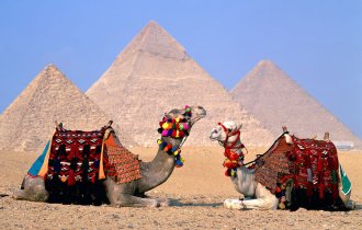 Image of Giza pyramids and Egyptian museum 